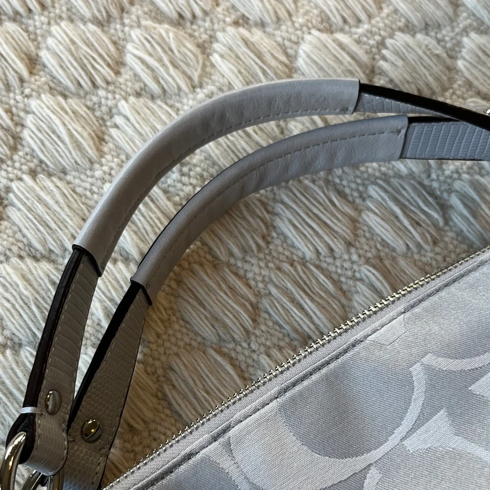 NWOT Coach Silver and Gray Signature Shoulder Bag